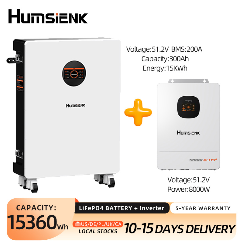 Mppt Hybrid Inverter 48V 8Kw 3 Phase - Humsienk 48V 300Ah LiFePO4 Bluetooth Pil