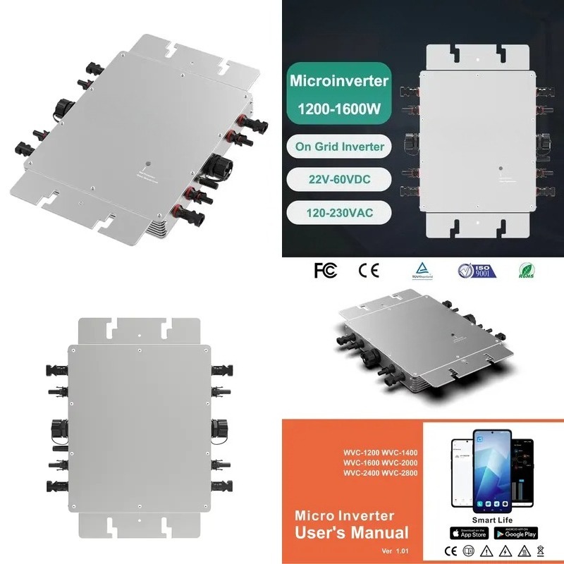 Micro Inverter 1400W Solar Grid Tie - Akıllı Uygulama WiFi İzleme Özellikli Mikroinvertör