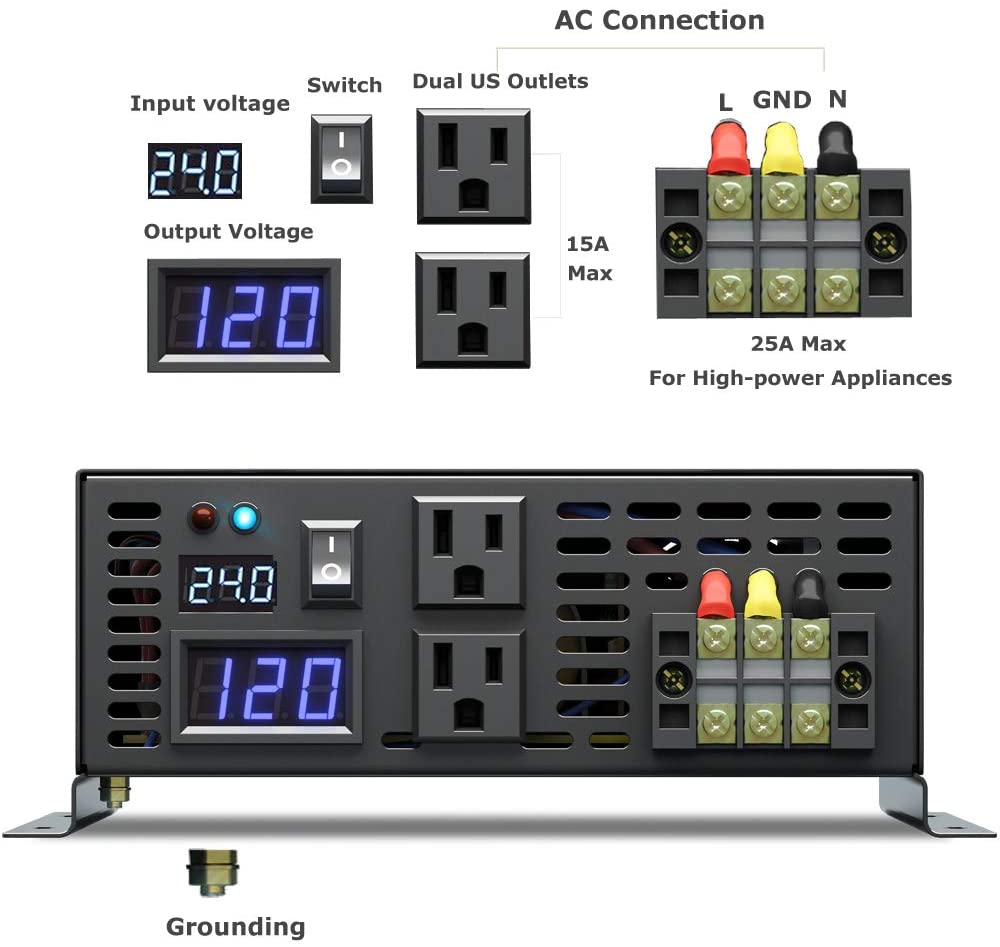Saf Sinüs İnvertör 3000W Güneş - Inverter Pure Sine Wave 60Hz 120V 3000W incelemesi ve fiyatı