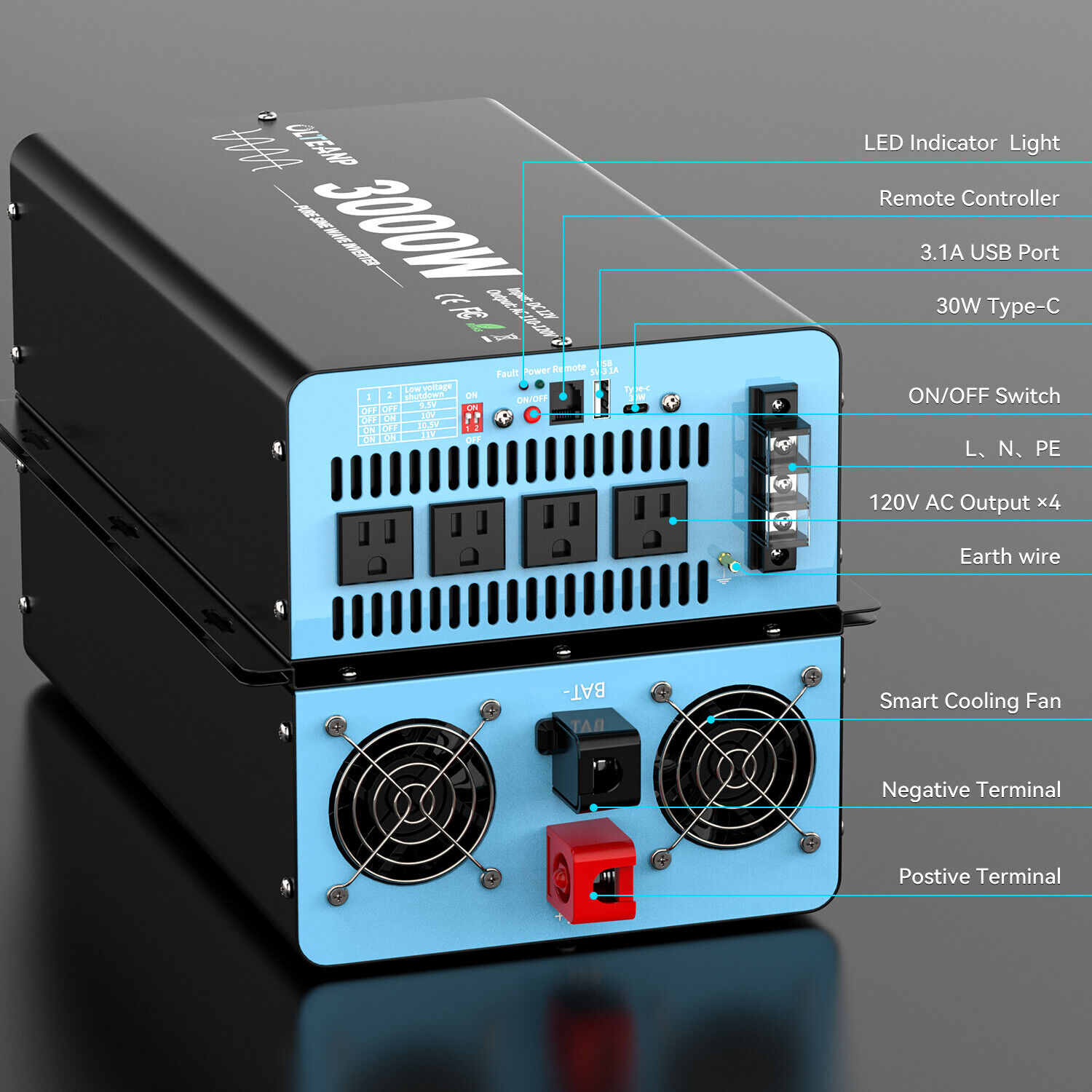 3000W Saf Sinüs Dalgası Güç İn - Inverter Pure Sine Wave 60Hz 120V 3000W incelemesi ve fiyatı