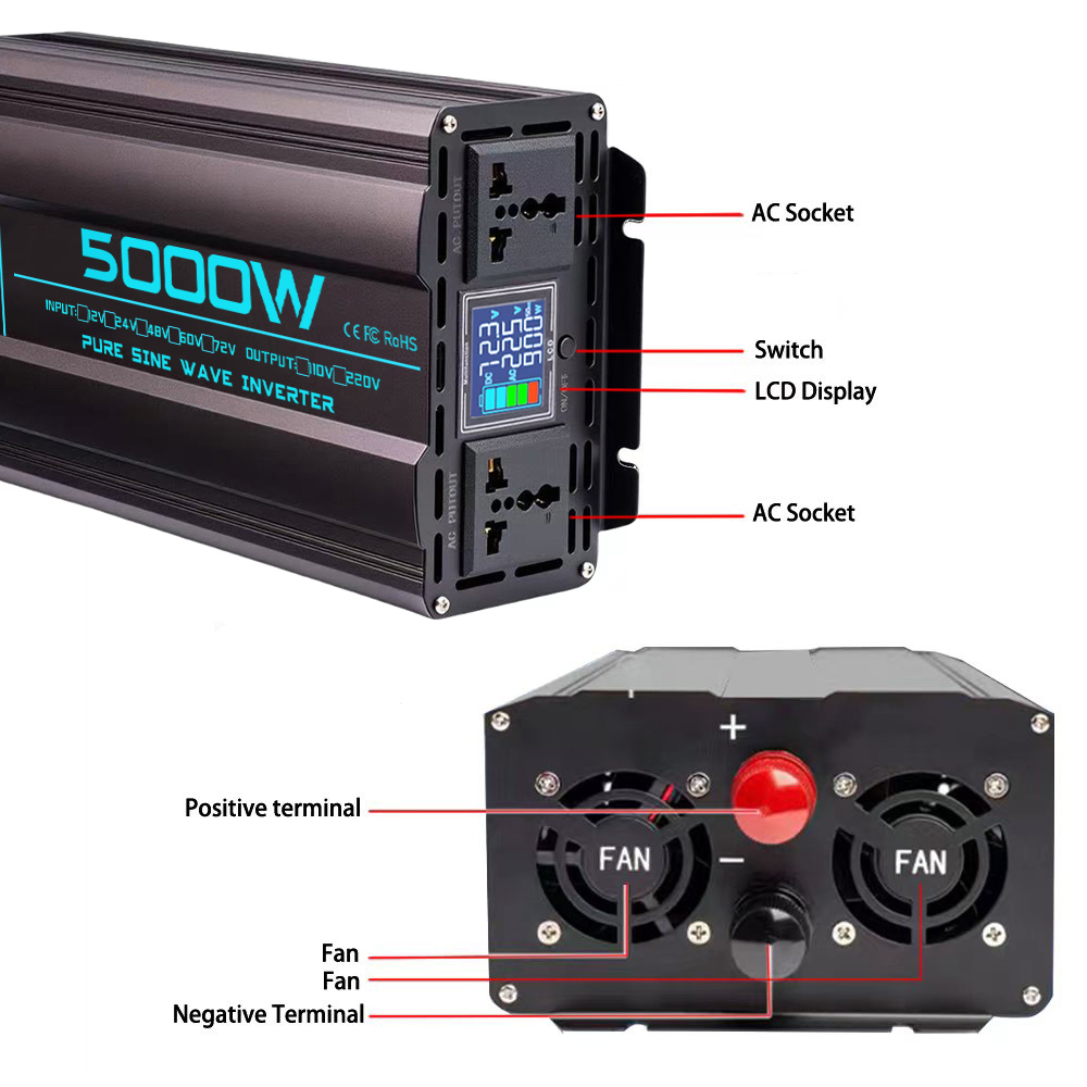 Saf Sinüs Dalga İnvertörü 48V/ - Pure Sine Wave Inverter 5000W 48V 220V incelemesi ve fiyatı